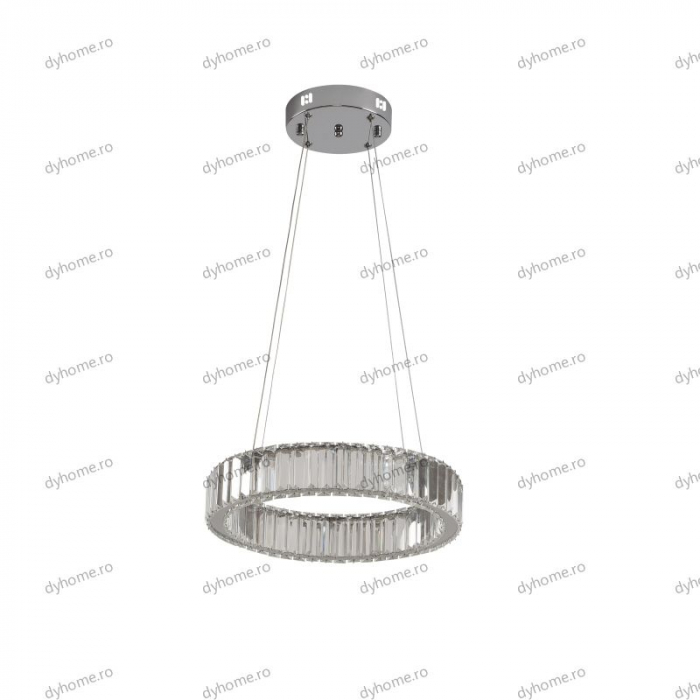 Candelabru LED cristal circular design argint Diametru 400 mm cu telecomanda, dimabila, 32W [2]