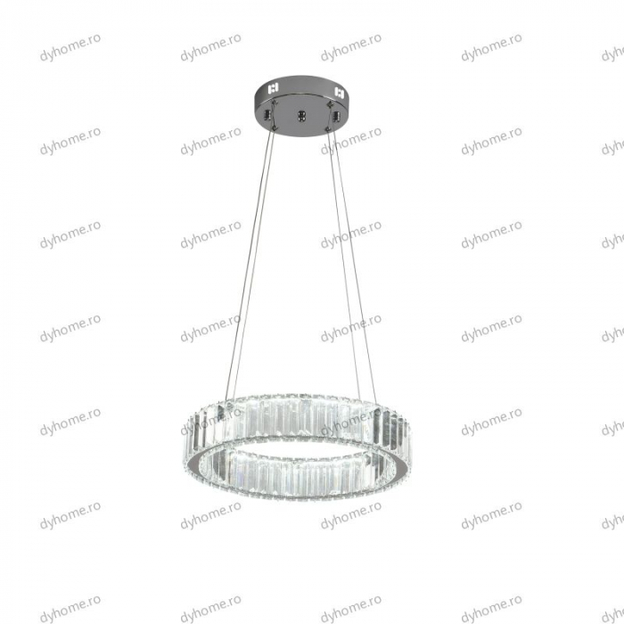 Candelabru LED cristal circular design argint Diametru 400 mm cu telecomanda, dimabila, 32W [5]
