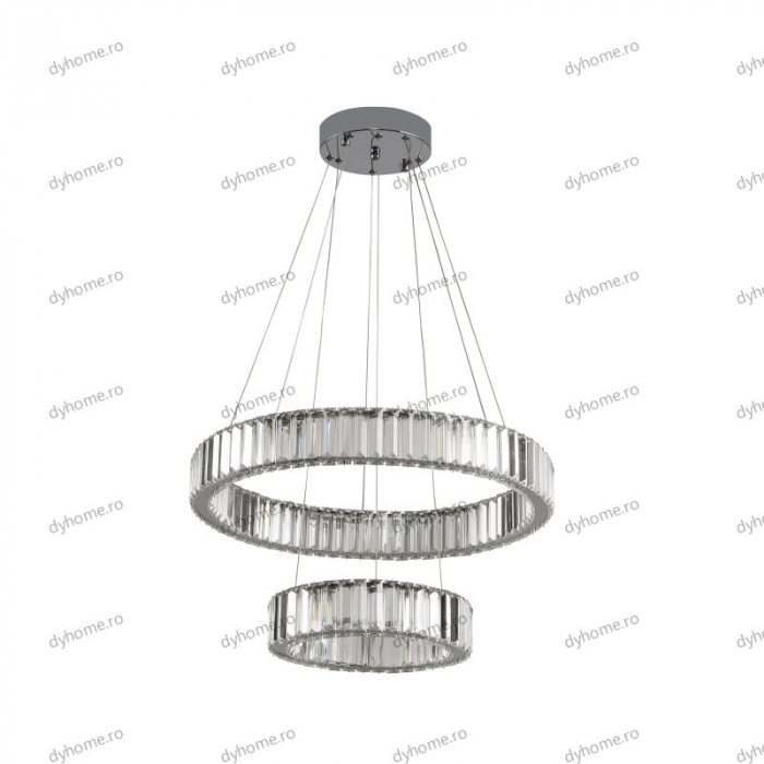 Candelabru LED cristal circular design argint Diametru 550 mm cu telecomanda, dimabila, 64W [2]