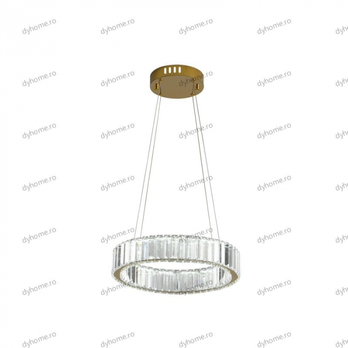 Candelabru LED cristal circular design auriu Diametru 400 mm cu telecomanda, dimabila, 32W [5]
