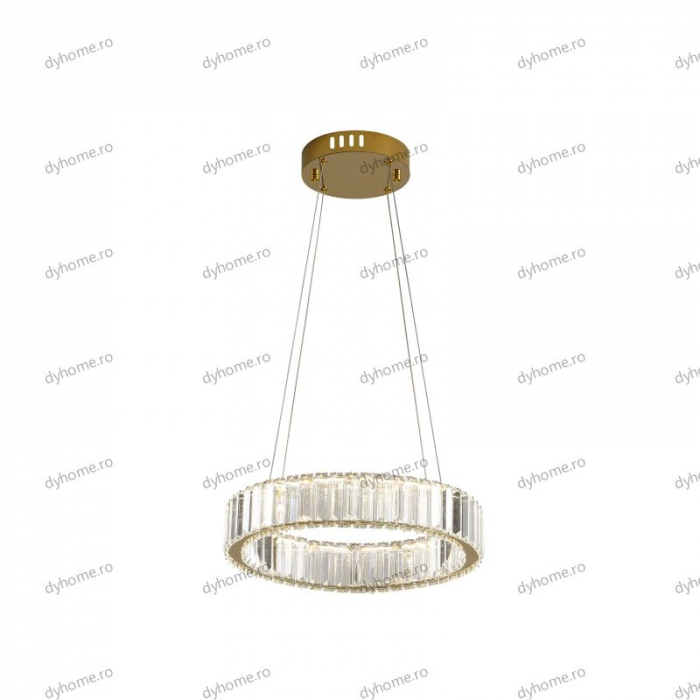 Candelabru LED cristal circular design auriu Diametru 400 mm cu telecomanda, dimabila, 32W [4]