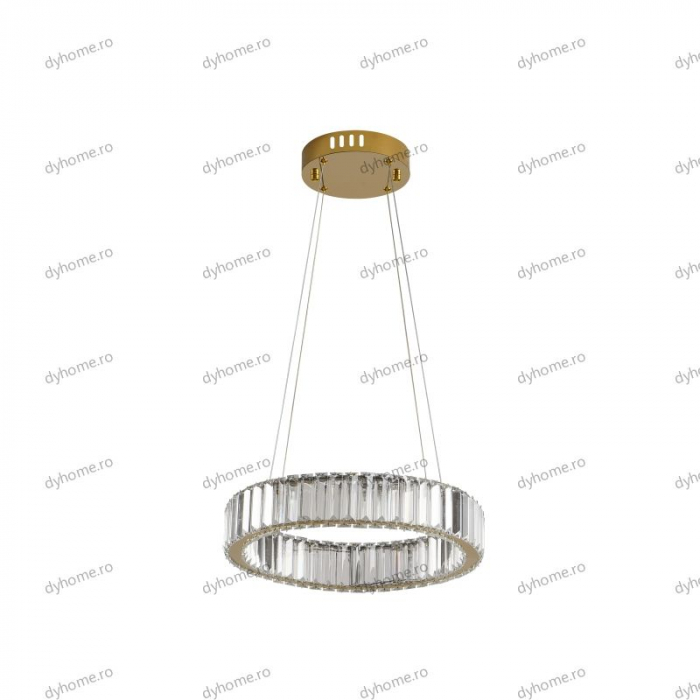 Candelabru LED cristal circular design auriu Diametru 400 mm cu telecomanda, dimabila, 32W [2]