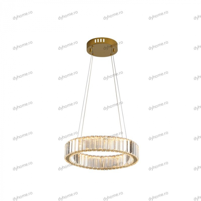 Candelabru LED cristal circular design auriu Diametru 400 mm cu telecomanda, dimabila, 32W [3]