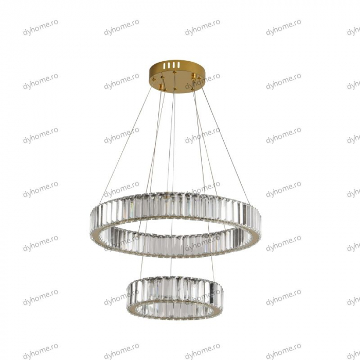 Candelabru LED cristal circular design auriu Diametru 550 mm cu telecomanda, dimabila, 64W [2]