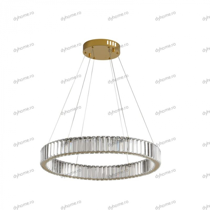 Candelabru LED cristal circular design auriu Diametru 600 mm cu telecomanda, dimabila, 48W [2]