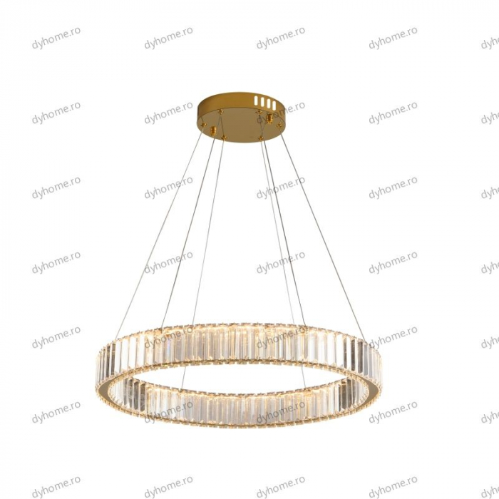 Candelabru LED cristal circular design auriu Diametru 600 mm cu telecomanda, dimabila, 48W [3]