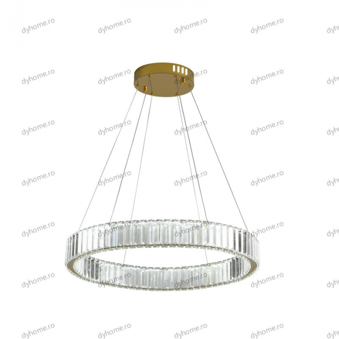 Candelabru LED cristal circular design auriu Diametru 600 mm cu telecomanda, dimabila, 48W [5]