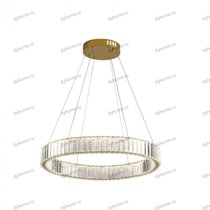 Candelabru LED cristal circular design auriu Diametru 600 mm cu telecomanda, dimabila, 48W [4]