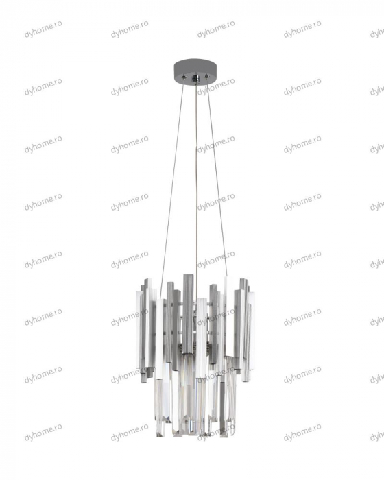 Candelabru LED cristal design argint Diametru 270 mm cu telecomanda, dimabila, 24W [2]