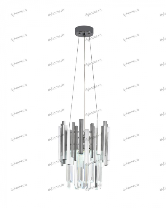 Candelabru LED cristal design argint Diametru 270 mm cu telecomanda, dimabila, 24W [5]