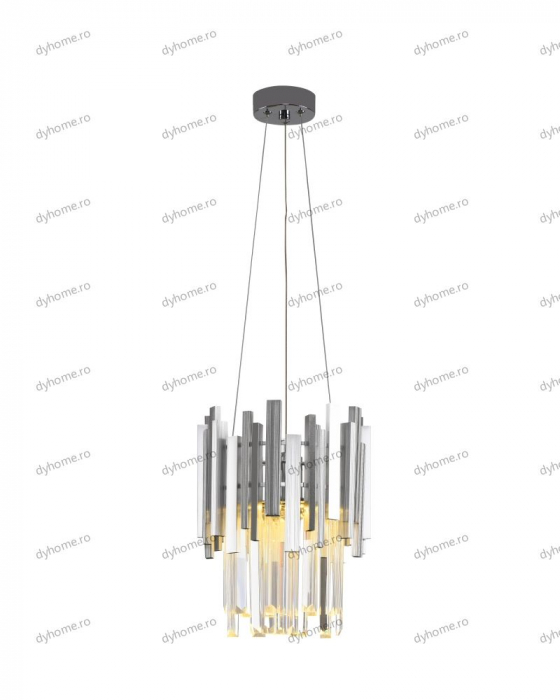 Candelabru LED cristal design argint Diametru 270 mm cu telecomanda, dimabila, 24W [3]