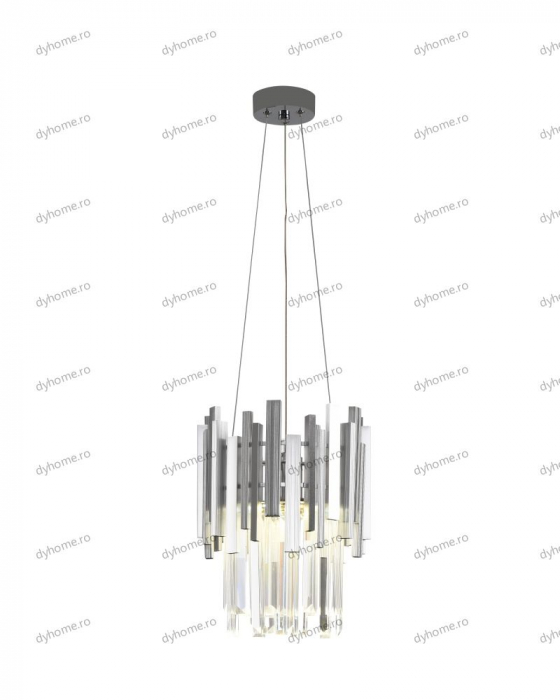 Candelabru LED cristal design argint Diametru 270 mm cu telecomanda, dimabila, 24W [4]