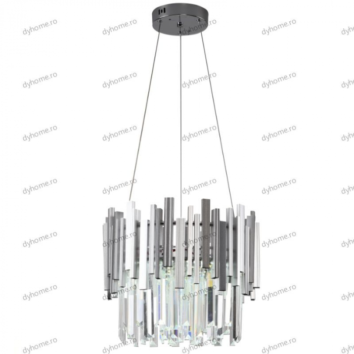 Candelabru LED cristal design argint Diametru 400 mm cu telecomanda, dimabila, 52W [4]