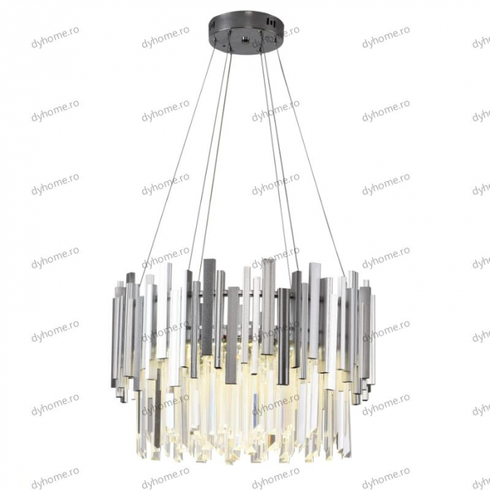 Candelabru LED cristal design argint Diametru 500 mm cu telecomanda, dimabila, 76W [2]