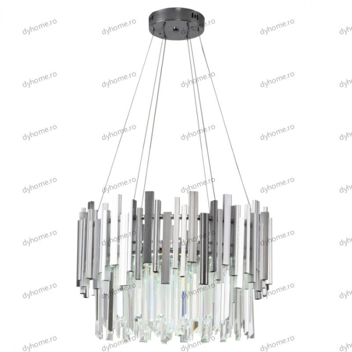 Candelabru LED cristal design argint Diametru 500 mm cu telecomanda, dimabila, 76W [4]