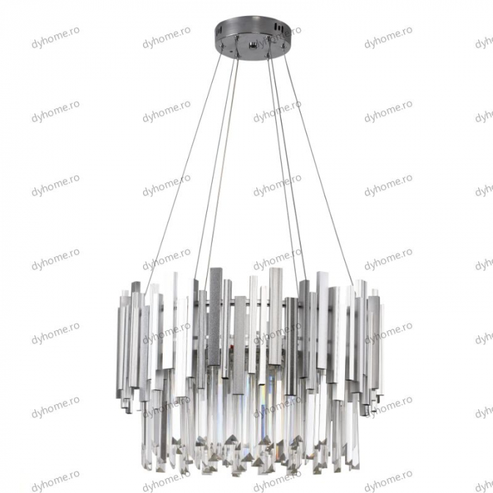 Candelabru LED cristal design argint Diametru 500 mm cu telecomanda, dimabila, 76W [5]