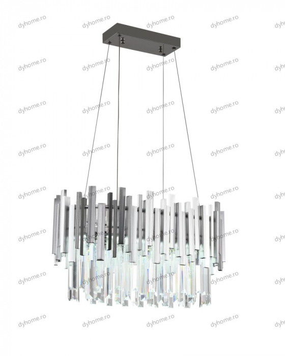 Candelabru LED cristal design argint Diametru 600 mm cu telecomanda, dimabila, 52W [5]