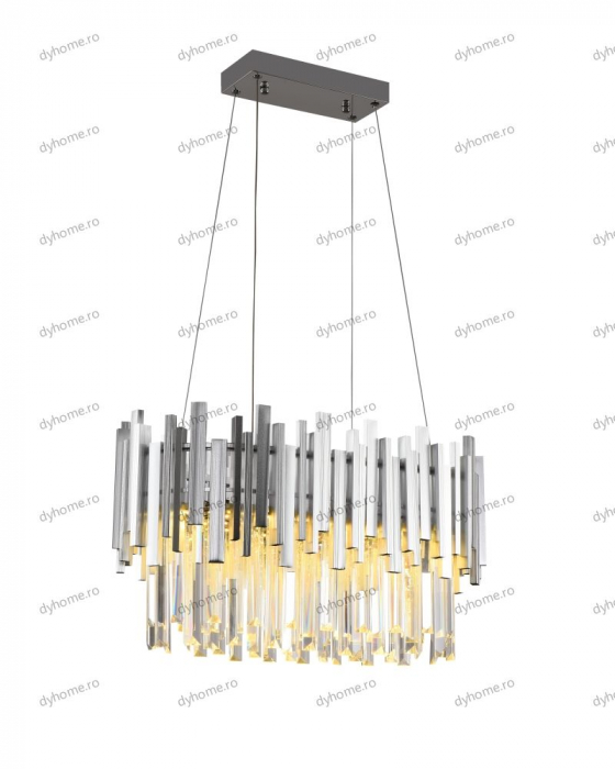 Candelabru LED cristal design argint Diametru 600 mm cu telecomanda, dimabila, 52W [3]