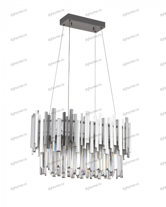 Candelabru LED cristal design argint Diametru 600 mm cu telecomanda, dimabila, 52W [2]