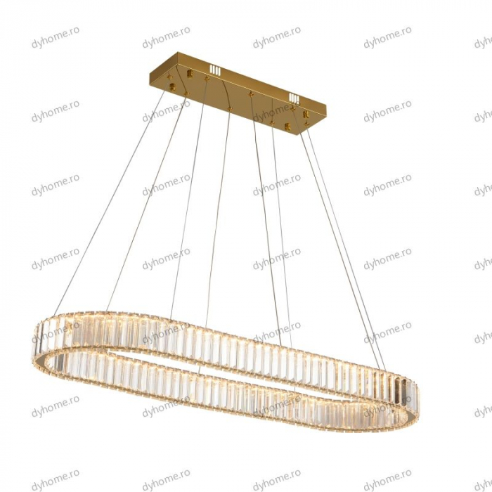 Candelabru LED cristal design auriu Diametru 1000 mm cu telecomanda, dimabila, 64W [3]