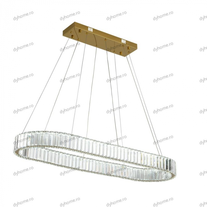 Candelabru LED cristal design auriu Diametru 1000 mm cu telecomanda, dimabila, 64W [5]