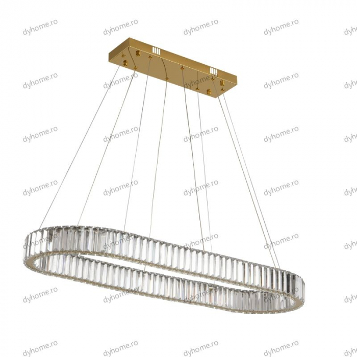 Candelabru LED cristal design auriu Diametru 1000 mm cu telecomanda, dimabila, 64W [2]