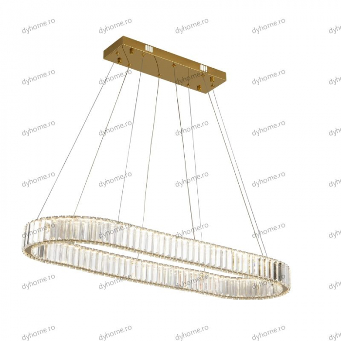 Candelabru LED cristal design auriu Diametru 1000 mm cu telecomanda, dimabila, 64W [4]