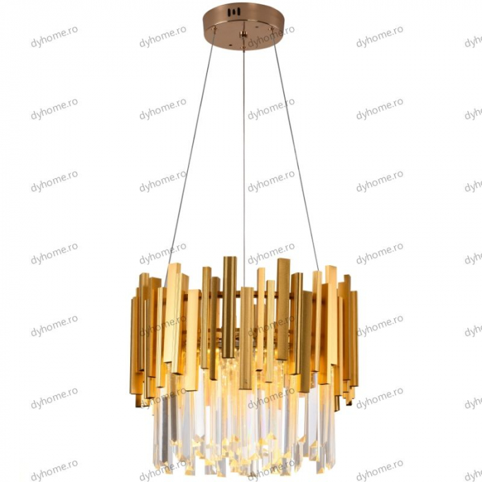 Candelabru LED cristal design auriu Diametru 400 mm cu telecomanda, dimabila, 52W [3]
