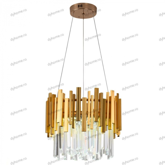 Candelabru LED cristal design auriu Diametru 400 mm cu telecomanda, dimabila, 52W [4]