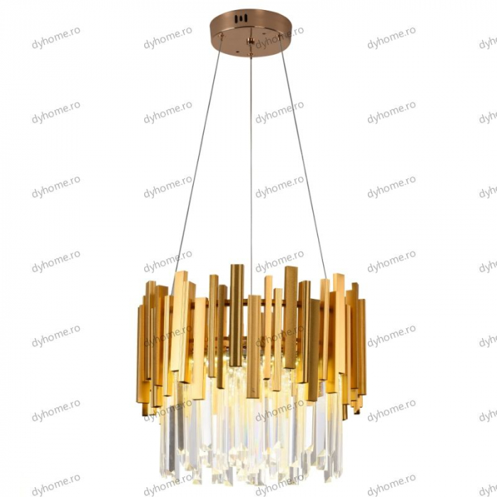 Candelabru LED cristal design auriu Diametru 400 mm cu telecomanda, dimabila, 52W [5]