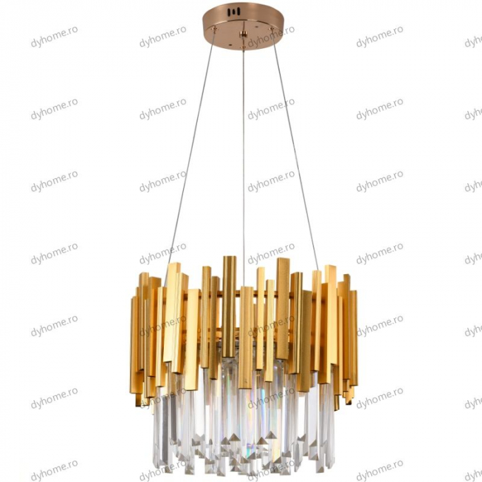 Candelabru LED cristal design auriu Diametru 400 mm cu telecomanda, dimabila, 52W [2]