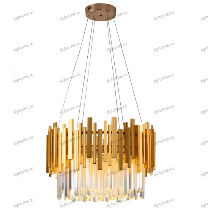 Candelabru LED cristal design auriu Diametru 500 mm cu telecomanda, dimabila, 76W [4]