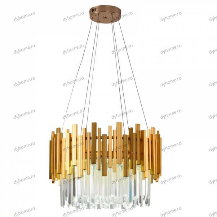 Candelabru LED cristal design auriu Diametru 500 mm cu telecomanda, dimabila, 76W [3]