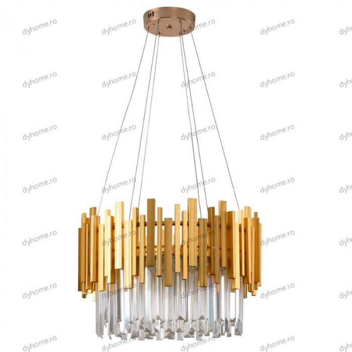 Candelabru LED cristal design auriu Diametru 500 mm cu telecomanda, dimabila, 76W [2]