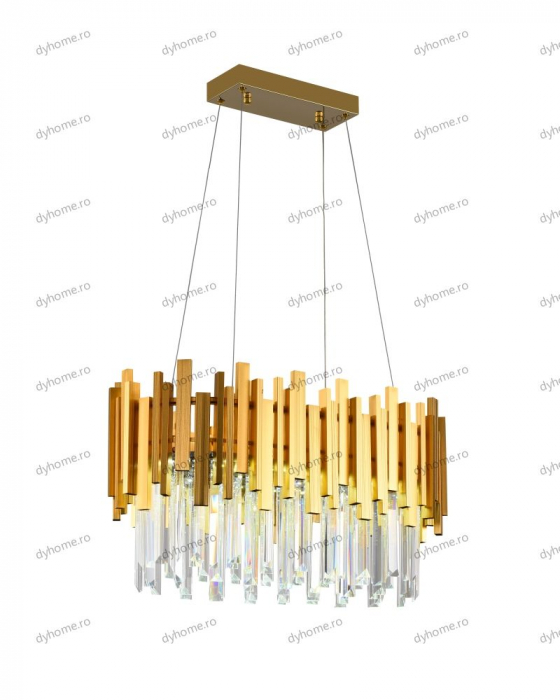 Candelabru LED cristal design auriu Diametru 600 mm cu telecomanda, dimabila, 52W [5]
