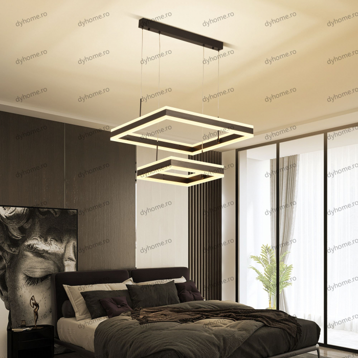 Candelabru LED patrat design negru cu telecomanda, dimabila, 256W [4]