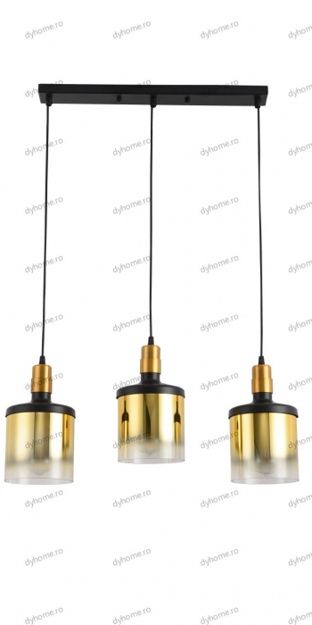 Candelabru sticla abajur negru, E27*3 [2]