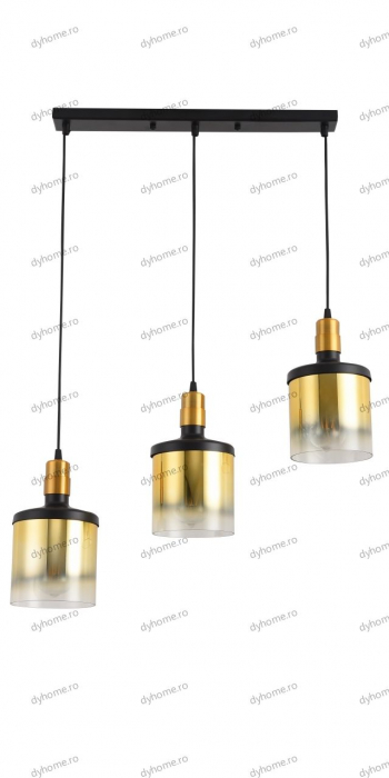 Candelabru sticla abajur negru, E27*3 [5]