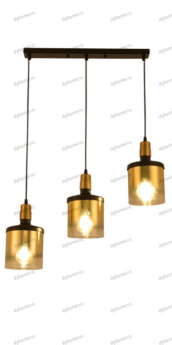 Candelabru sticla abajur negru, E27*3 [3]