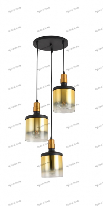 Candelabru sticla abajur negru, E27*3 [2]