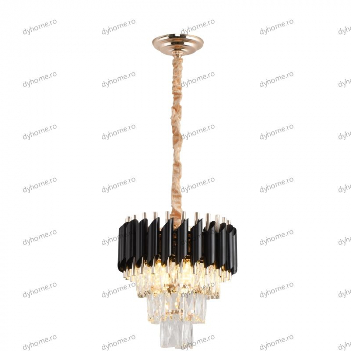 Lustra candelabru cristal design negru, Diametru 300 mm transparent cristal,  3*E14 [3]