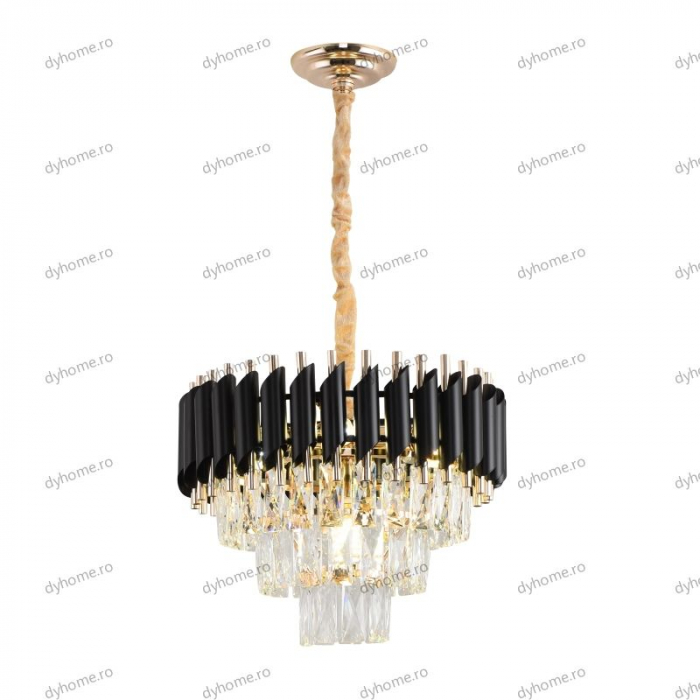 Lustra candelabru cristal design negru, Diametru 400 mm transparent cristal,  7*E14 [4]