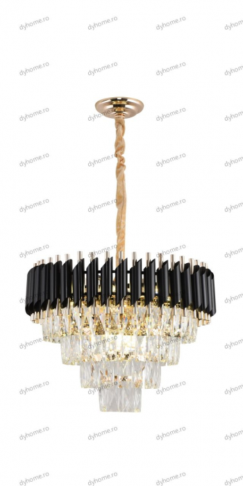 Lustra candelabru cristal design negru, Diametru 500 mm transparent cristal,  9*E14 [4]