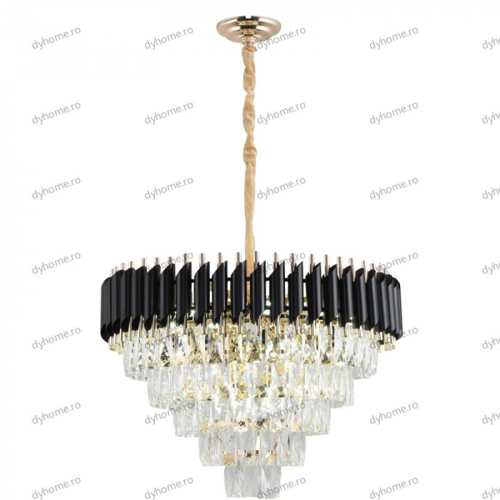 Lustra candelabru cristal design negru, Diametru 600 mm transparent cristal,  9*E14 [5]