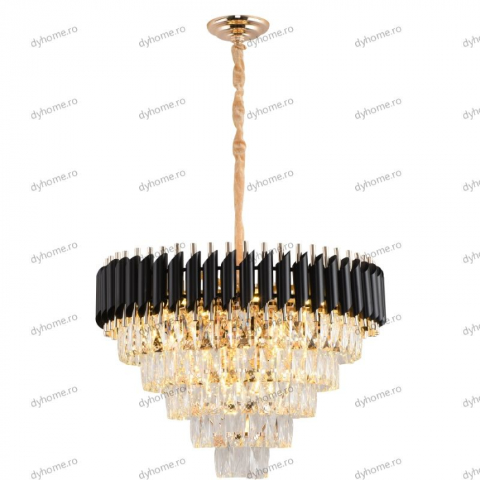 Lustra candelabru cristal design negru, Diametru 600 mm transparent cristal,  9*E14 [3]