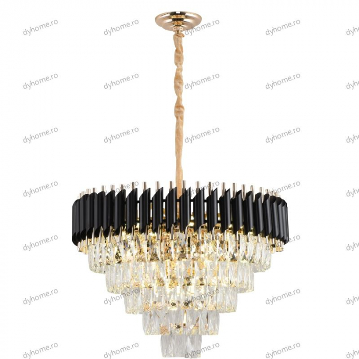 Lustra candelabru cristal design negru, Diametru 600 mm transparent cristal,  9*E14 [4]