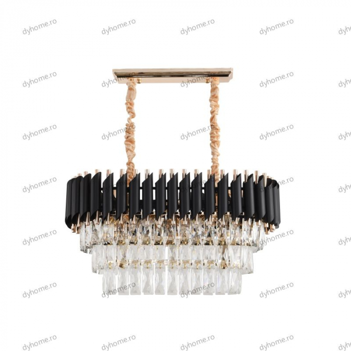 Lustra candelabru cristal design, Diametru 600 mm transparent cristal, oval,  9*E14 [2]