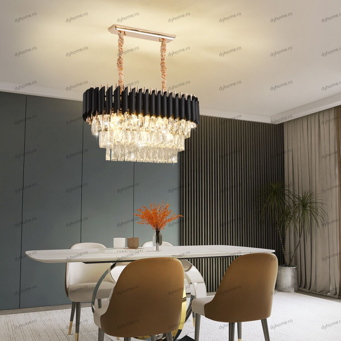 Lustra candelabru cristal design, Diametru 600 mm transparent cristal, oval,  9*E14 [1]