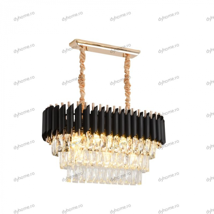 Lustra candelabru cristal design, Diametru 600 mm transparent cristal, oval,  9*E14 [3]