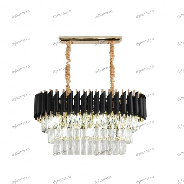 Lustra candelabru cristal design, Diametru 600 mm transparent cristal, oval,  9*E14 [5]